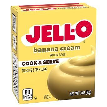 Jell-O Instant Cook & Serve Pudding, Banana Cream Flavored Pudding, Fat Free, Quick & Easy Dessert, 3.4 oz (Pack of 3)
