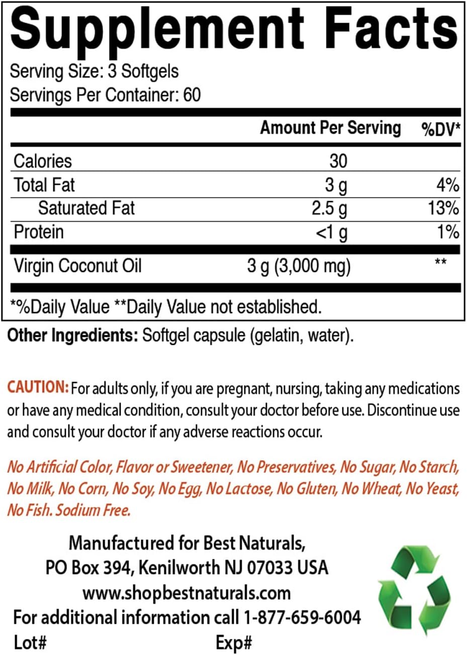 Best Naturals Extra Virgin Coconut Oil 1000 mg & MSM 1000 mg