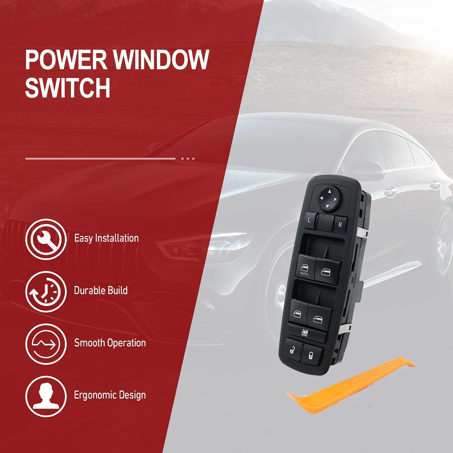Power Window Switch Compatible with 2007-2011 Jeep Nitro, 2008-2012 Liberty, 2009-2010 Dodge Journey - 8+13 Pins - Front Driver - Replaces OE Numbers 4602632AH, 4602632AB, 04602632AC
