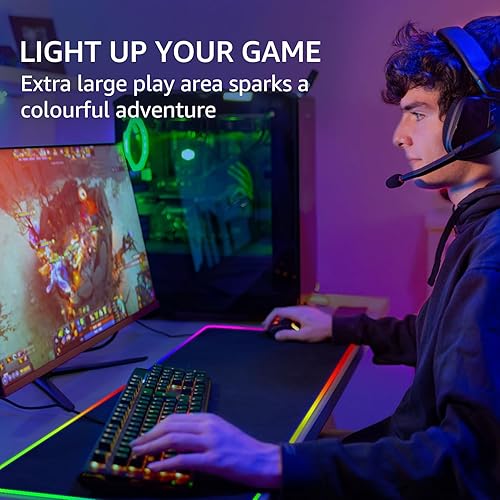 Miniatura 71 de KTRIO - Alfombrilla de mouse grande para juegos con bordes cosidos, extendida, tela microtejida superior, base antideslizante, almohadilla de Negro