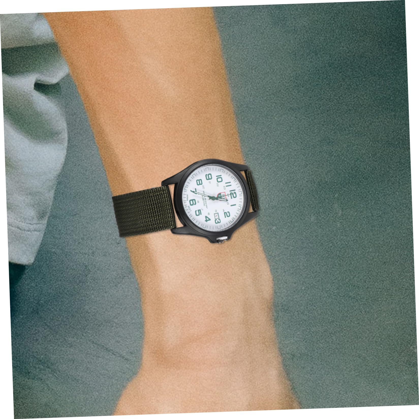 ifundom Orologio Militare da Uomo al Quarzo Cinturino in Nailon Verde, Calendario e Design Creativo, Orologio Sportivo Puntuale per Uso Quotidiano