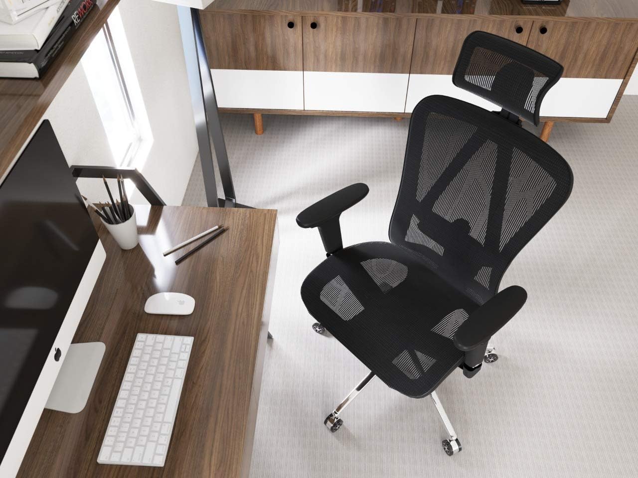 Buy 1 get 1 Halter Executive Mesh Office Swivel Chair with Adjustable Headrest, Armrests, Seat Height, and Backrest for Maximum Lumbar Support, Caster Wheels, Mesh Seat, Black Greatest Product Halter Executive Mesh Office Swivel Chair with Adjustable Headrest, Armrests, Seat Height, and Backrest for Maximum Lumbar Support, Caster Wheels, Mesh Seat, Black