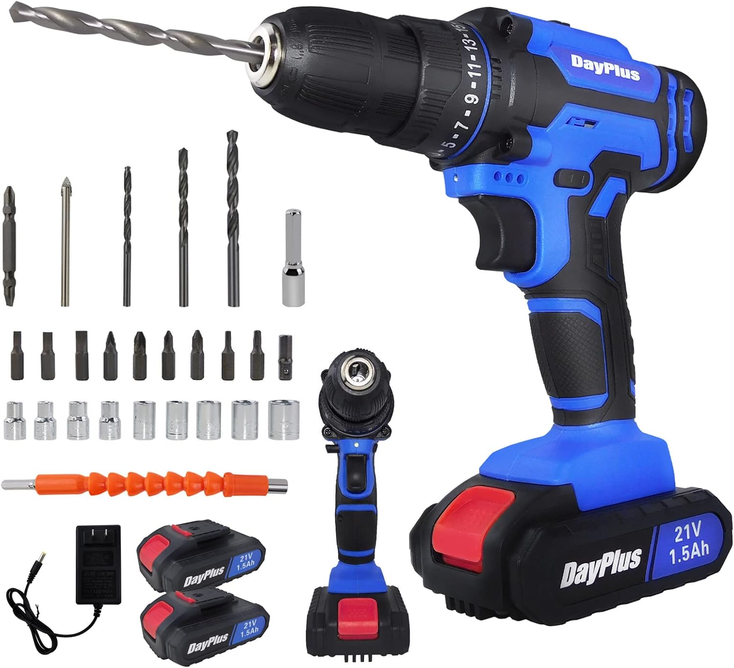 Taladro Atornillador Inalámbrico AutoBaBa 21V con 2 Baterías y 26 Accesorios