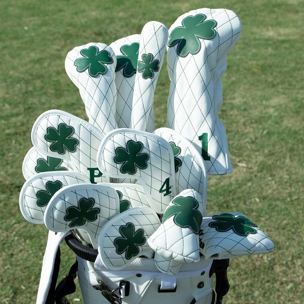 Golf Club Headcover Live Lucky 3 Wood Headcover Magnetic Closure Elegant Embroidery Premium Leather Driver Covers Fairway Wood Covers Hybrid Headcover Shamrock Golf Head Covers