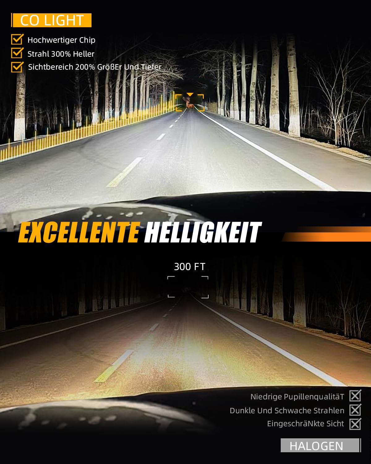 CO LIGHT 7 zoll LED scheinwerfer 150000LM, E-geprüft mit Abblendlicht Fernlicht Amber Halo Blinker, Weißem Tagfahrlicht (DRL) ，für Defender VW T3 G Klasse Wrangler TJ JK LJ Hummer