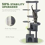 PawHut 79 Inch Cat Tree, Extra Tall Large Cat Tower with Scratching Posts, 2 Perches, 2 Caves, Large Hammock, Pompoms, Multi-Level Plush Kitty Condo for Multiple Indoor Kittens