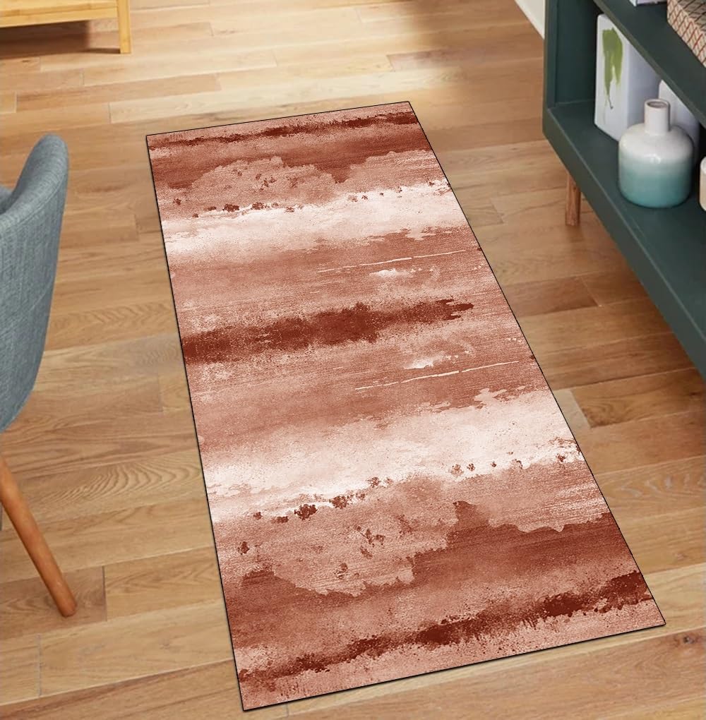 Alfombra para pasillo moderna de 70 x 160 cm antideslizante y lavable color naranja
