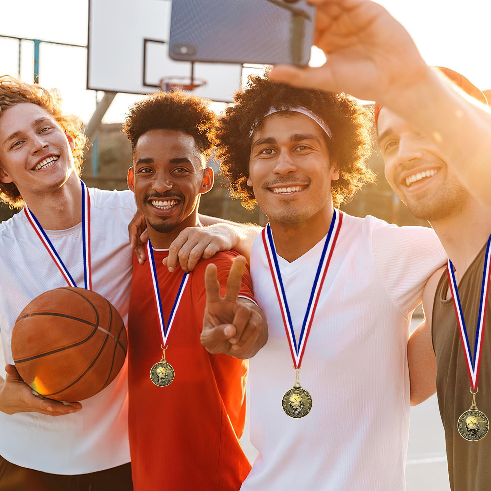 30 medaglie d'oro sfuse, 5,1 cm, campione, basket, calcio, baseball, pallavolo, trofeo, medaglie sportive in metallo, con nastri per il collo, per giochi e partecipazione sportiva