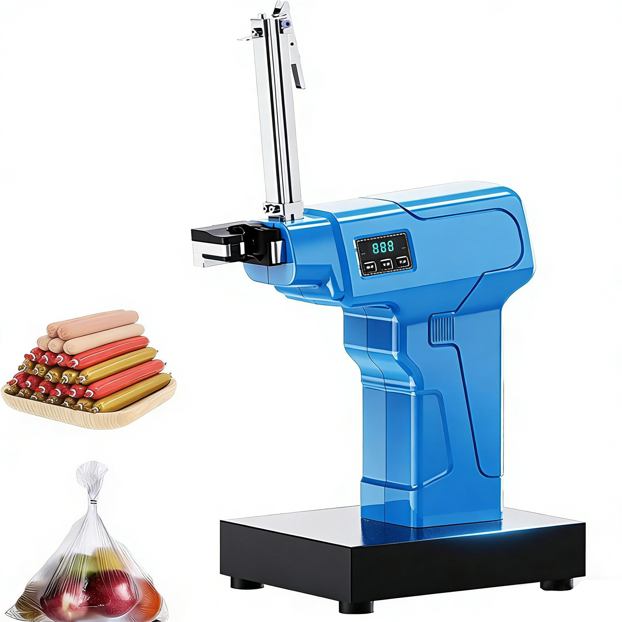PLSZLL Electric U-Shape Sausage Clipper Machine with Control Panel for Automatic Binding in Supermarkets, Bakeries, and Retail Stores