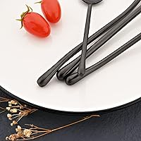 Vista 5 de JASHII Juego de cubiertos de acero inoxidable 304 de 24 piezas, acabado satinado, mango redondo de lágrima, para el hogar y el restaurante