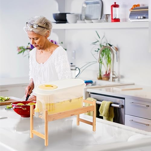 Miniatura 4 de ZPirates Soporte dispensador de agua, soporte para dispensadores de bebidas, jarras para encimeras, soportes de limonada, fiestas, bambú natural