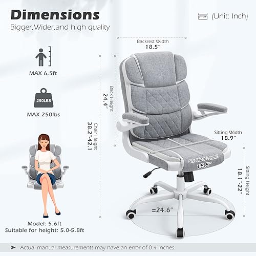Miniatura 2 de Silla de escritorio ergonómica, silla de oficina rosa, sillas de escritorio con ruedas y reposabrazos abatibles, silla de computadora ajustable de