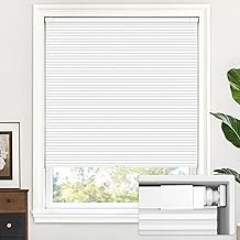 LazBlinds Cordless Cellular Shades, No Tools No Drill Blackout Honeycomb Shades Pleated Blinds for Windows, 33.5'' W x 72'' H, Silver White