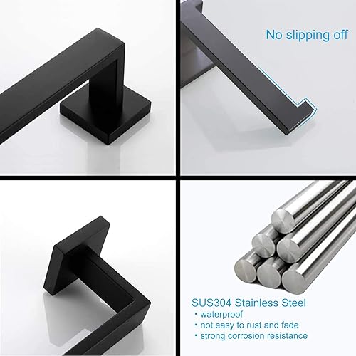 Miniatura 6 de Ralbay Toallero de baño, juego de 5 piezas de accesorios de baño de acero inoxidable de alta calidad, juego de toallero montado en la pared, color