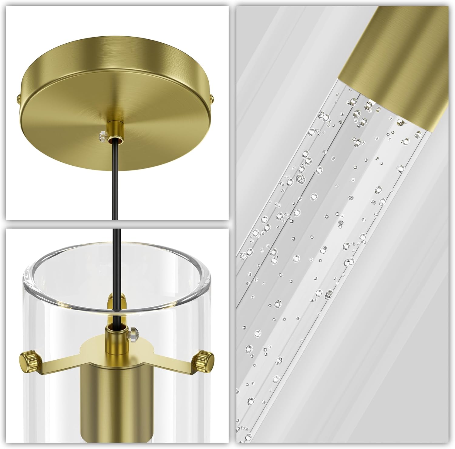 Aipsun Pendant Lights Kitchen Island 3 Pack Gold Ceiling Hanging Light 3000K Modern LED Pendant Lights Fixtures for Kitchen Dining Room