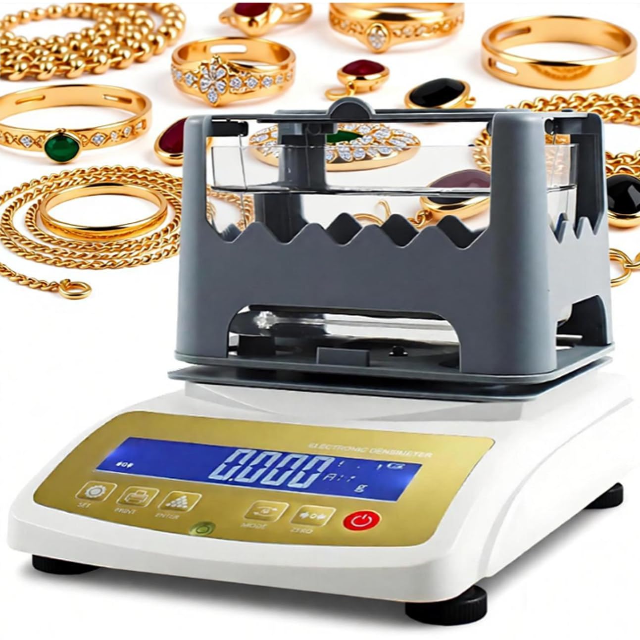 Goldtester, digitaler Golddichte-Tester, Edelmetall-Densimeter für Schmuck und Bergbau, 0,01 g Genauigkeit, 300 g Kapazität