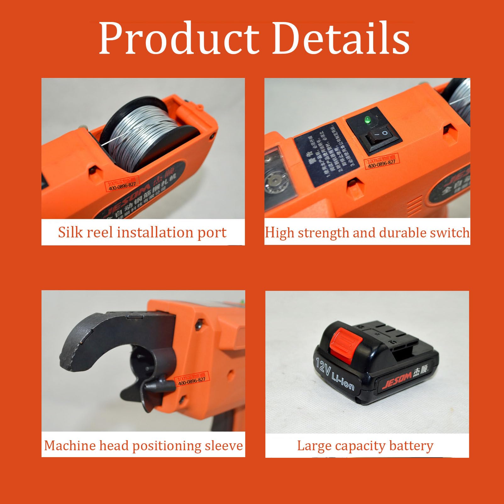 Outils pour feuillards en Acier, Barres d'armature attachant la Machine Tenue dans la Main Rechargeable for Les Barres d'acier de diamètre de 8-60mm(60mm)