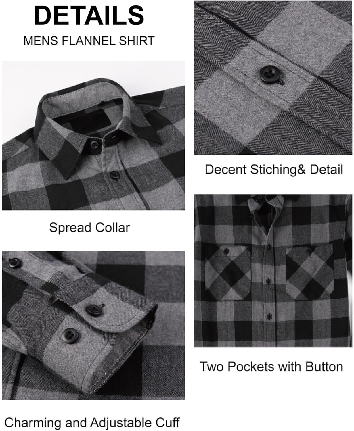 Esabel.C Mens Flannel Shirt Regular Fit Long Sleeve,Casual Button Down Plaid Flannel Shirt for Men - Image 5