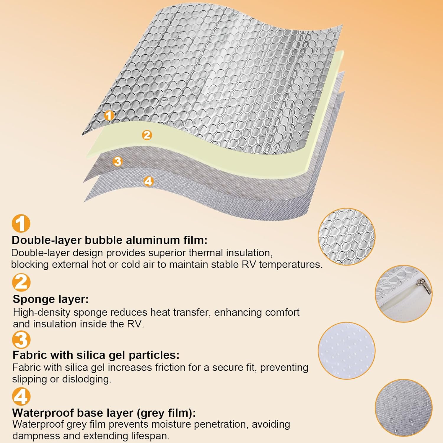 RV Vent Insulator 14"x14"x3" RV Skylight Cover with Reflective Surface, Skylight Shade Energy Savings Sunroof for Vent Inside Camper Trailer with Velcro by MCCKLE 2 Pack