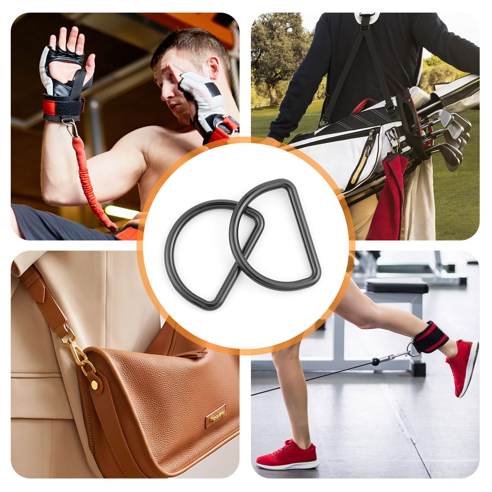 QIUTIMIY Anilla en D de metal resistente soldada para costura, bolsos, mochilas y correas