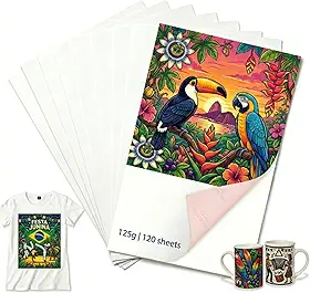 Papel de Sublimação 125g A4 – 120 Folhas, Alta Transferência de Tinta, Impressão Profissional