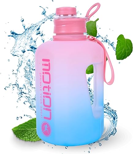 GEM-IMEX - Botella de agua grande de 74 onzas  2.2 L, aislada con asa y sin BPA, botella de agua grande con pajilla, botella de agua grande para
