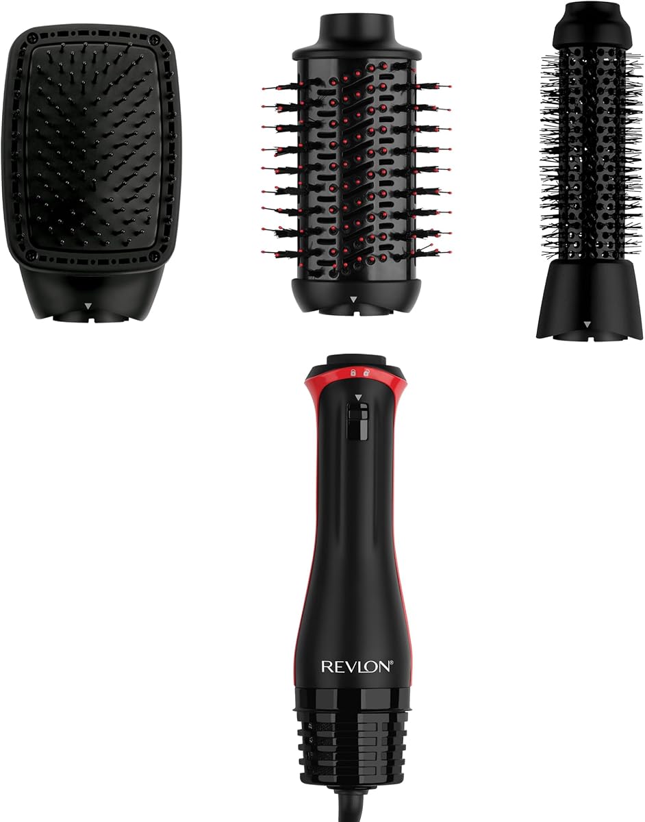Cepillo secador de pelo multiestilo 3 en 1 con 3 accesorios | Alisa, riza y alisa, cepillo de aire caliente para peinados, ondas y estilos elegantes, peinado liviano, múltiples configuraciones de calor