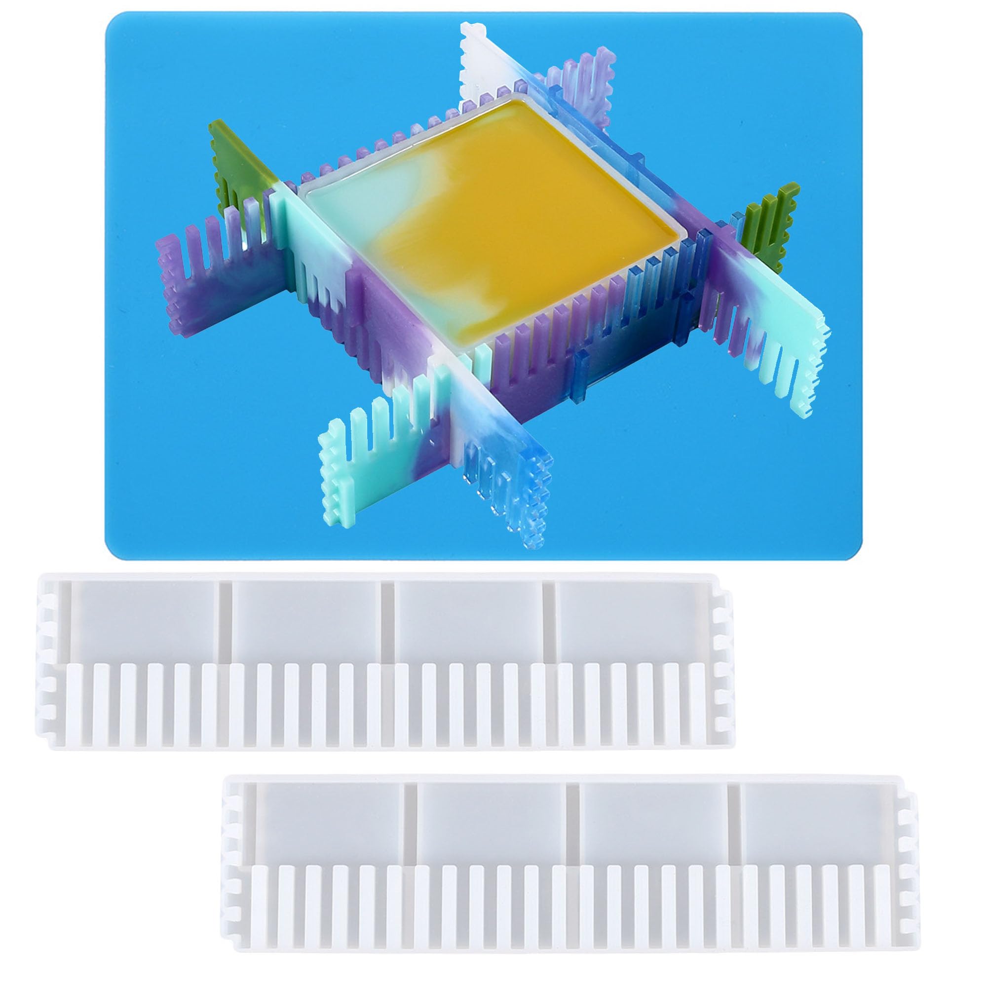 Cayway Silicone Resin Molds for Making Adjustable Border Holders, Adjustable Silicone Resin Molds for Candle and Soap Making