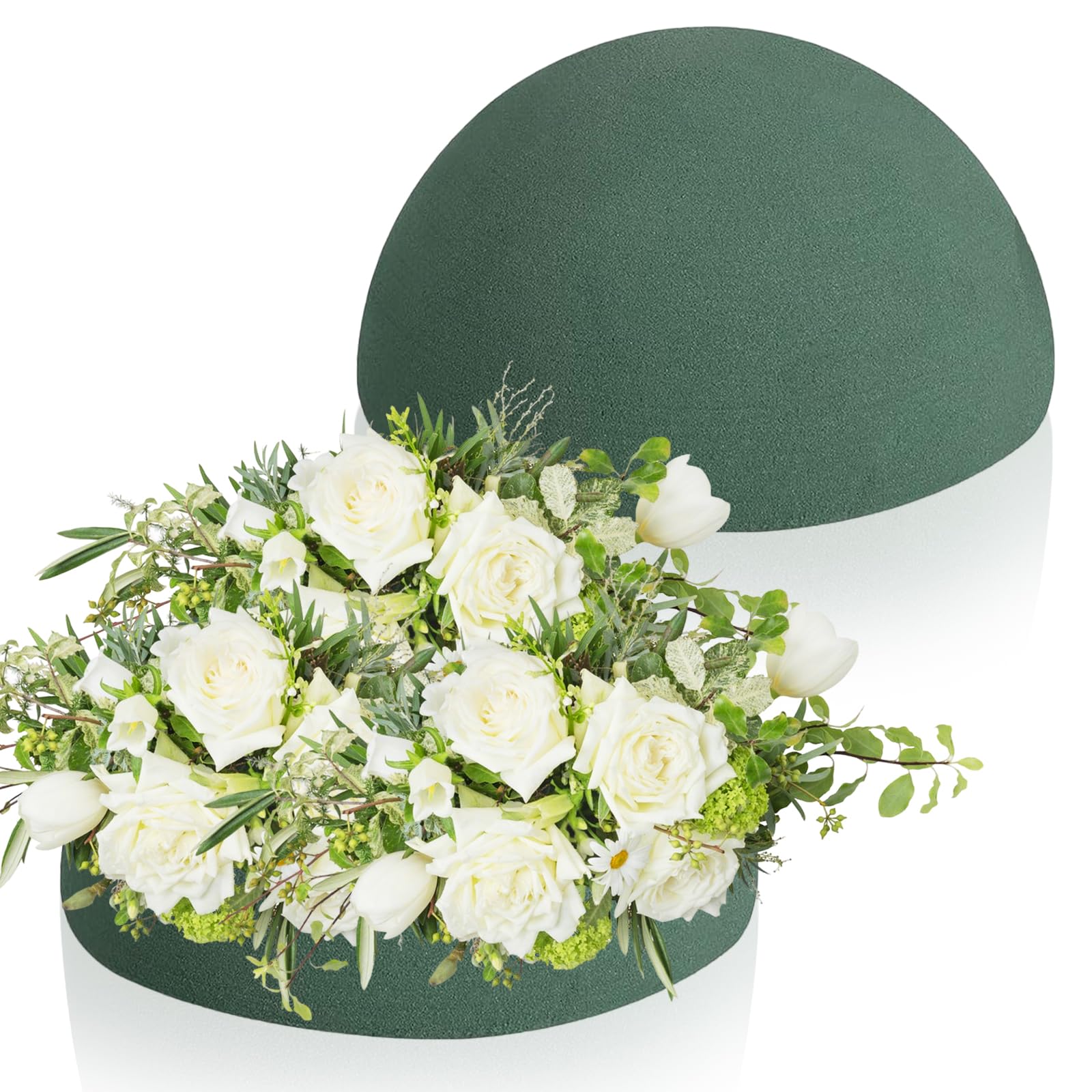 STEFORD 2 PCS Round Floral Foam Blocks Half Balls, Wet & Dry Green Flower Foam for Fresh and Artificial Flower Arrangements (7.5 x 3.7 Inches)-image-25