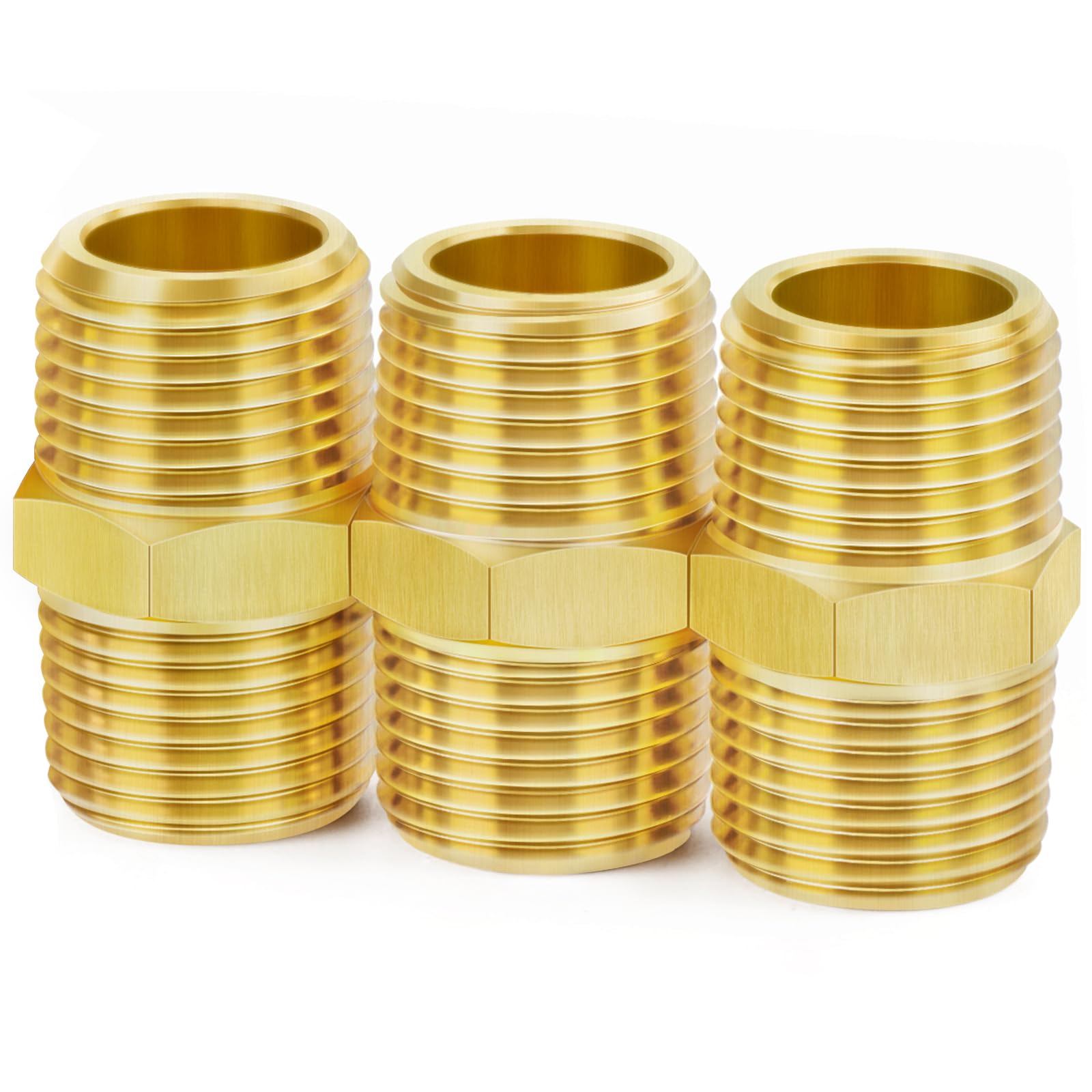 ChillWaves 304 Stainless Steel Pipe Fitting, Reducer Hex Nipple 1/2\" NPT Male X 3/8\" NPT Male
