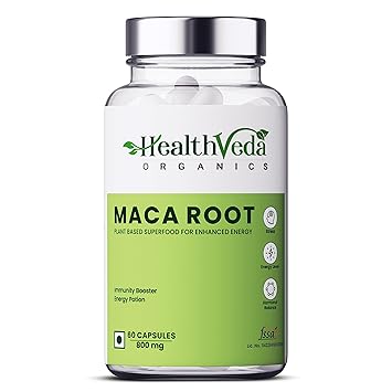 Health Veda Organics Maca Root Supplement, 800 mg | 60 Veg Capsules | Promotes Reproductive Health, Improves Energy & Enhances Performance | For Men & Women