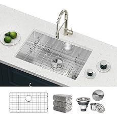 GarveeHome Undermount Kitchen Sink, 27x19 Inch Stainless Steel Kitchen- Single Bowl Sinks, Modern Top Mount 16 Gauge Workstation Sink-with Accessories for Bar, Silver (Not Included Faucet)