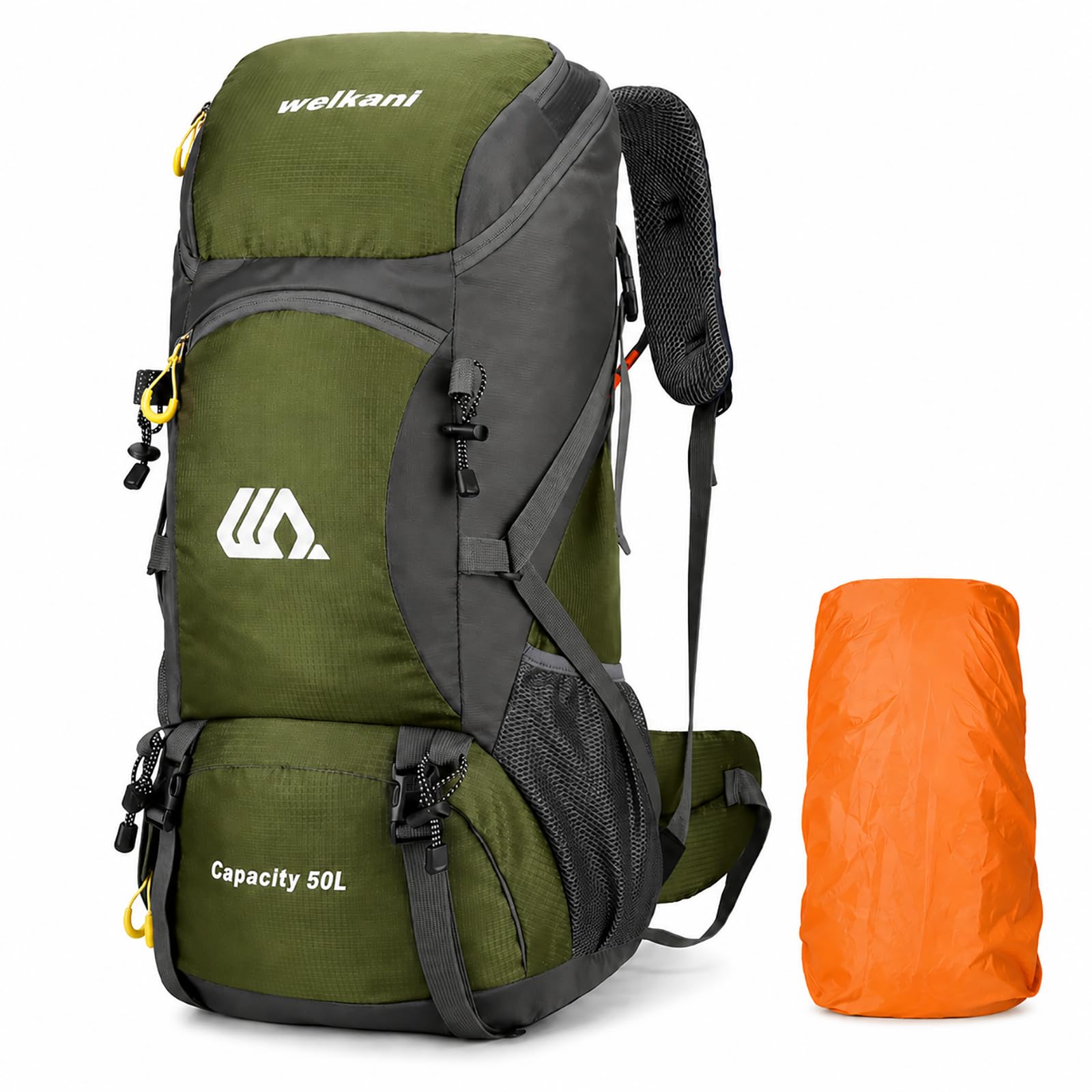 50L Hiking Backpack with Rain Cover Waterproof Lightweight Camping Daypack Walking Rucksack Outdoor Sports Trekking Climbing Skiing Travel Bag