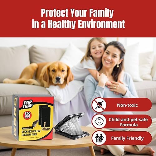 Miniatura 7 de POPTRAP Trampa para ratas resistente y grande, súper pegajosa con pegamento ultra fuerte, aroma a mantequilla de maní para interiores y exteriores,