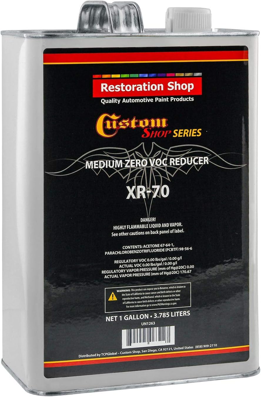 XR70 Medium Zero V.O.C. Urethane Reducer, Gallon, Mid Temperature Automotive Paint Thinner for 70-85°F, Professional Grade Viscosity Reducer for Acrylic Enamel, Urethane Basecoat, and Clearcoat