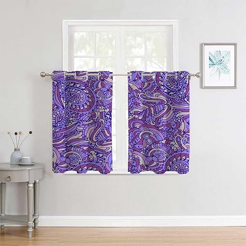 Miniatura 2 de YANFENQI Cortinas para Habitacion Purple Ethnic Closet Curtains Blackout Material 63Inch Width by 63Inch Length,2 Panels