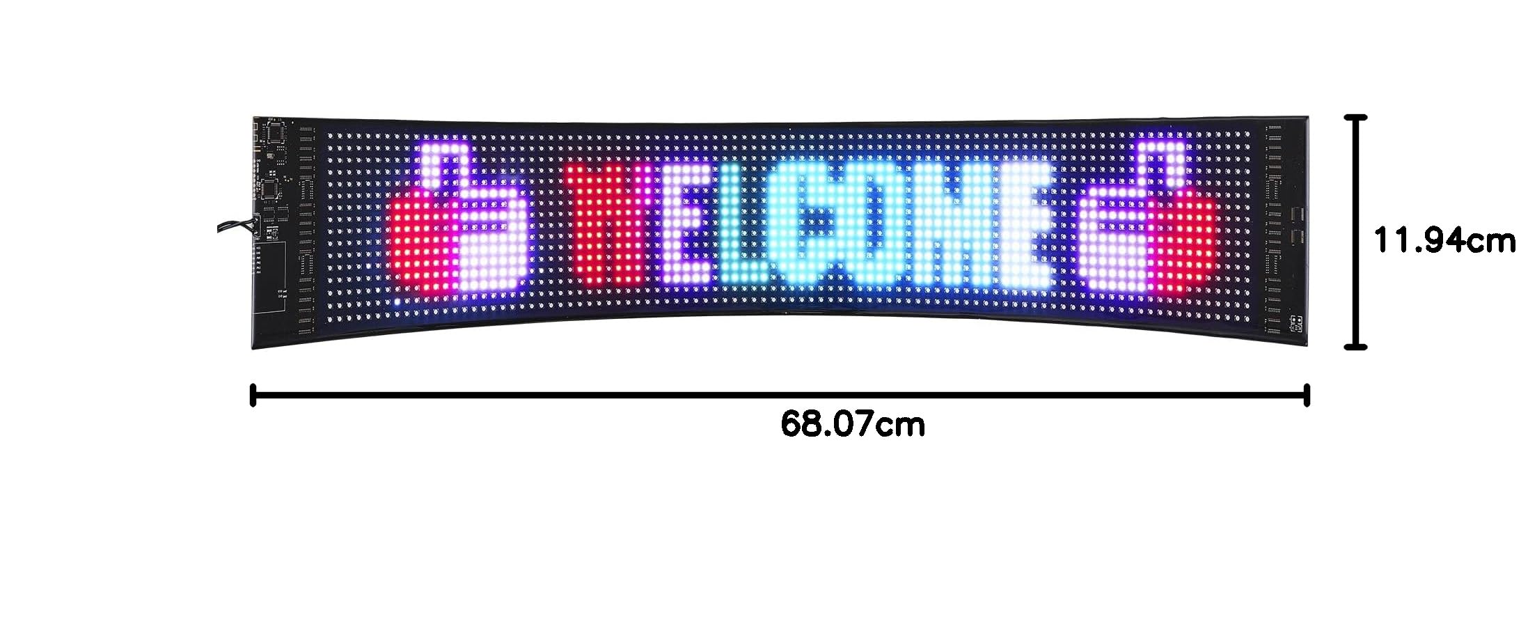 VEVOR Señal Luminosa LED Programable Flexible, Cartelera Desplazable a Todo Color P6, Panel Publicitario LED, Control de Aplicación Bluetooth, para Tienda, Bar, Publicidad, 68x12 cm