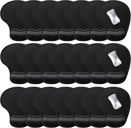 20 alfombrillas ergonómicas para mouse con soporte para muñeca, almohadilla de mouse de gel con reposamuñecas, alivio del dolor negro, cómoda espuma