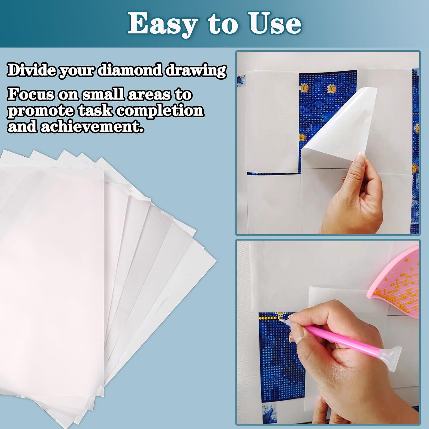 Diamond Painting Release Paper, Double-Sided Non-Stick Release Paper for Diamond Art 15x10cm Diamond Painting Cover Replacement for 5D Diamond Painting Accessories and Tools - 100 Pieces