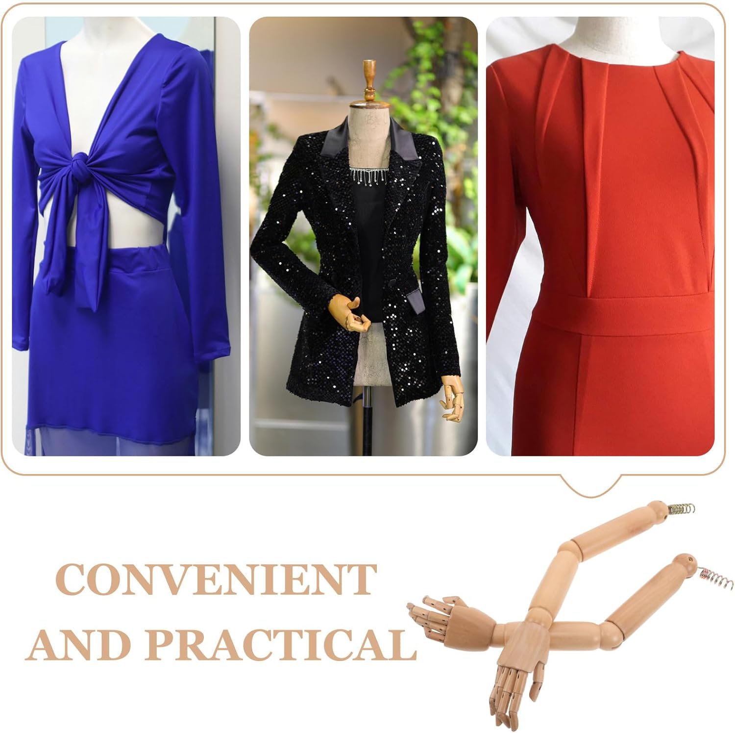 PRETYZOOM 1 Pair Articulated Wooden Mannequin Arm and Hand for Flexible Joints Replacement Positioning for Clothing Displays and Creative Showcases Light Brown