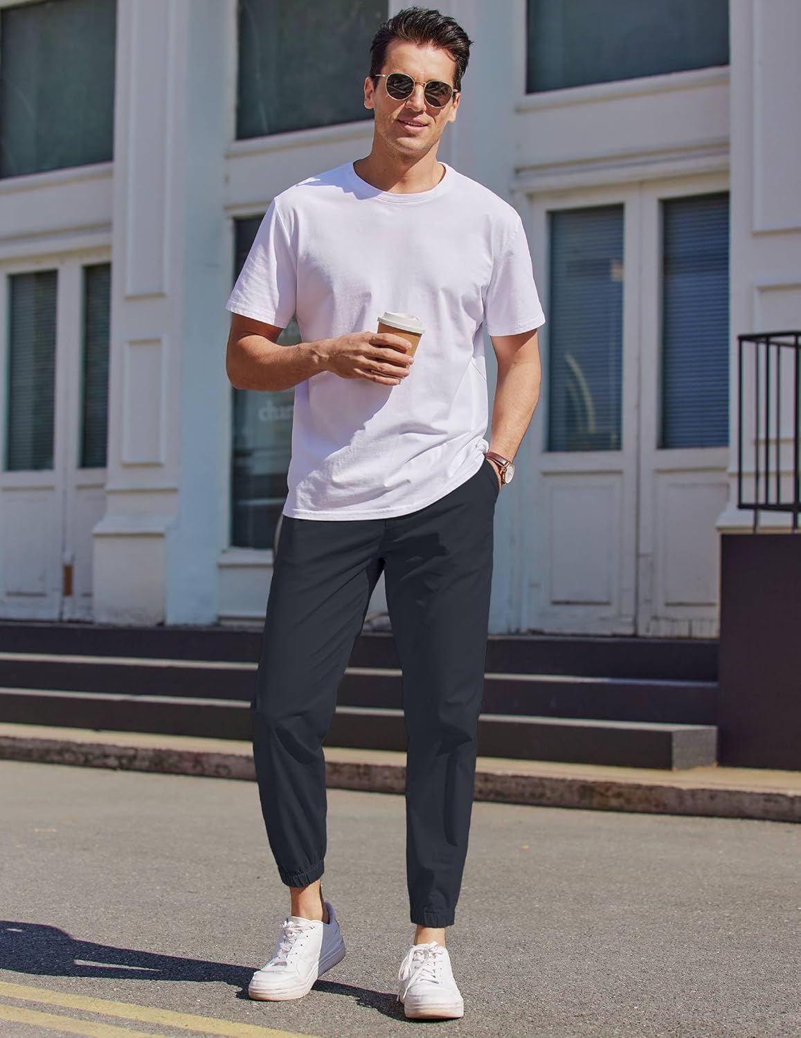 COOFANDY Mens Casual Joggers Pants Elastic Drawstring Chino Cargo Pants Hiking Outdoor Track Sweatpants - Image 2