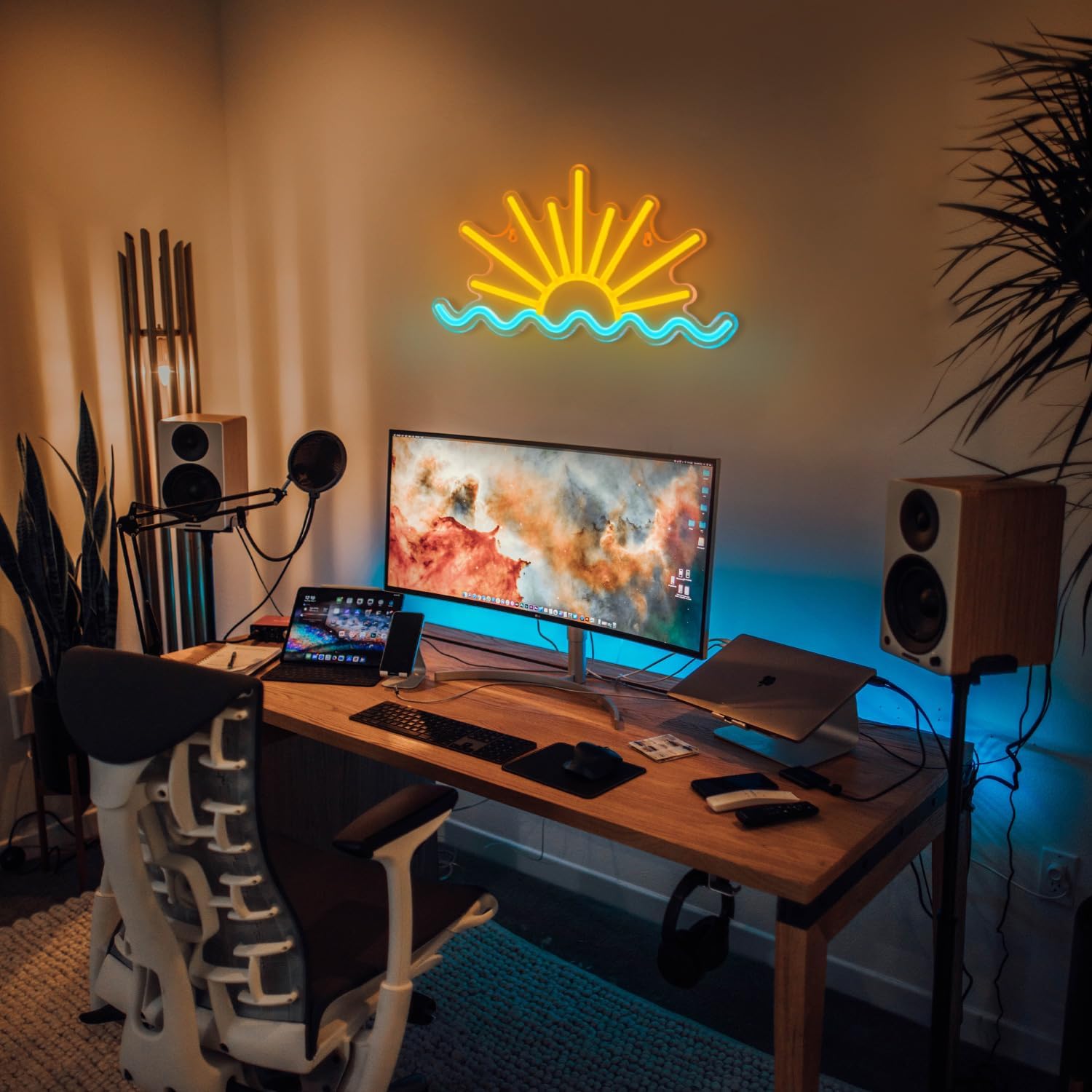 VIKLIU Sunset Neon Sign Sun Wave Neon Signs for Wall Decor USB Powered Led Neon Light Sign forBedroom, Beach Bar, Party, Man Cave, Living Room,Dimmable Led Sign