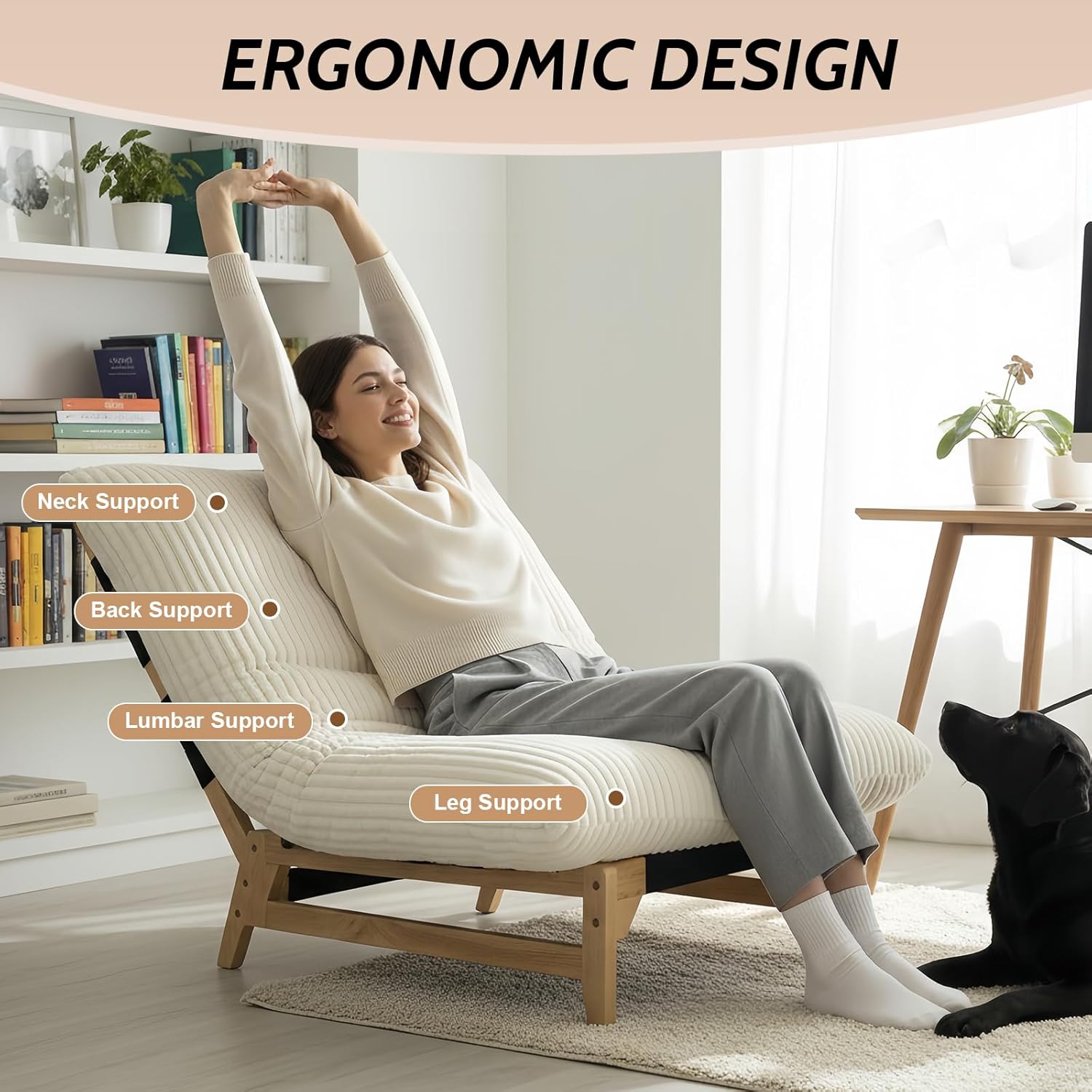 Oversized Accent Chair for Adults,Cloud-Like Sink-in Comfort with Supportive Structure,Deep & Wide Reading Chair for Living Room Relaxation White