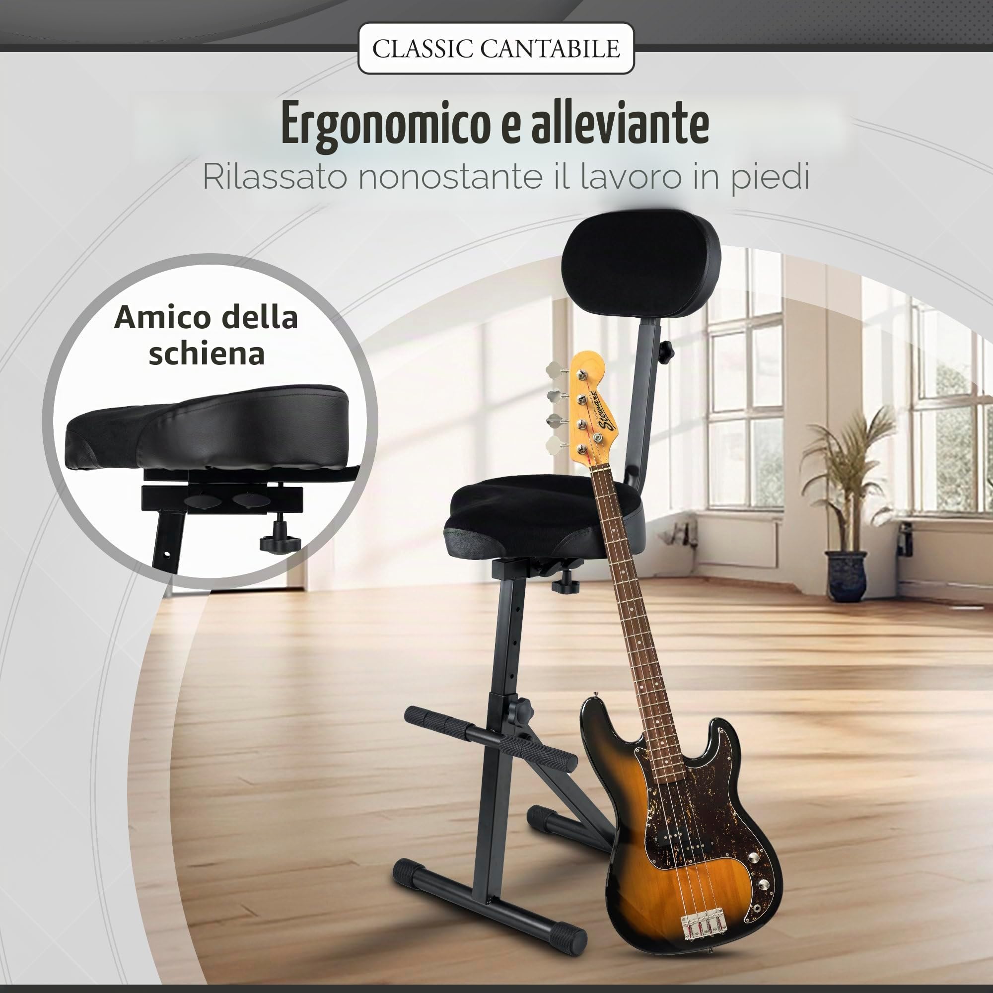 Classic Cantabile ST-200 PRO Sgabello da Studio, Poggiapiedi, 5 x 37 cm