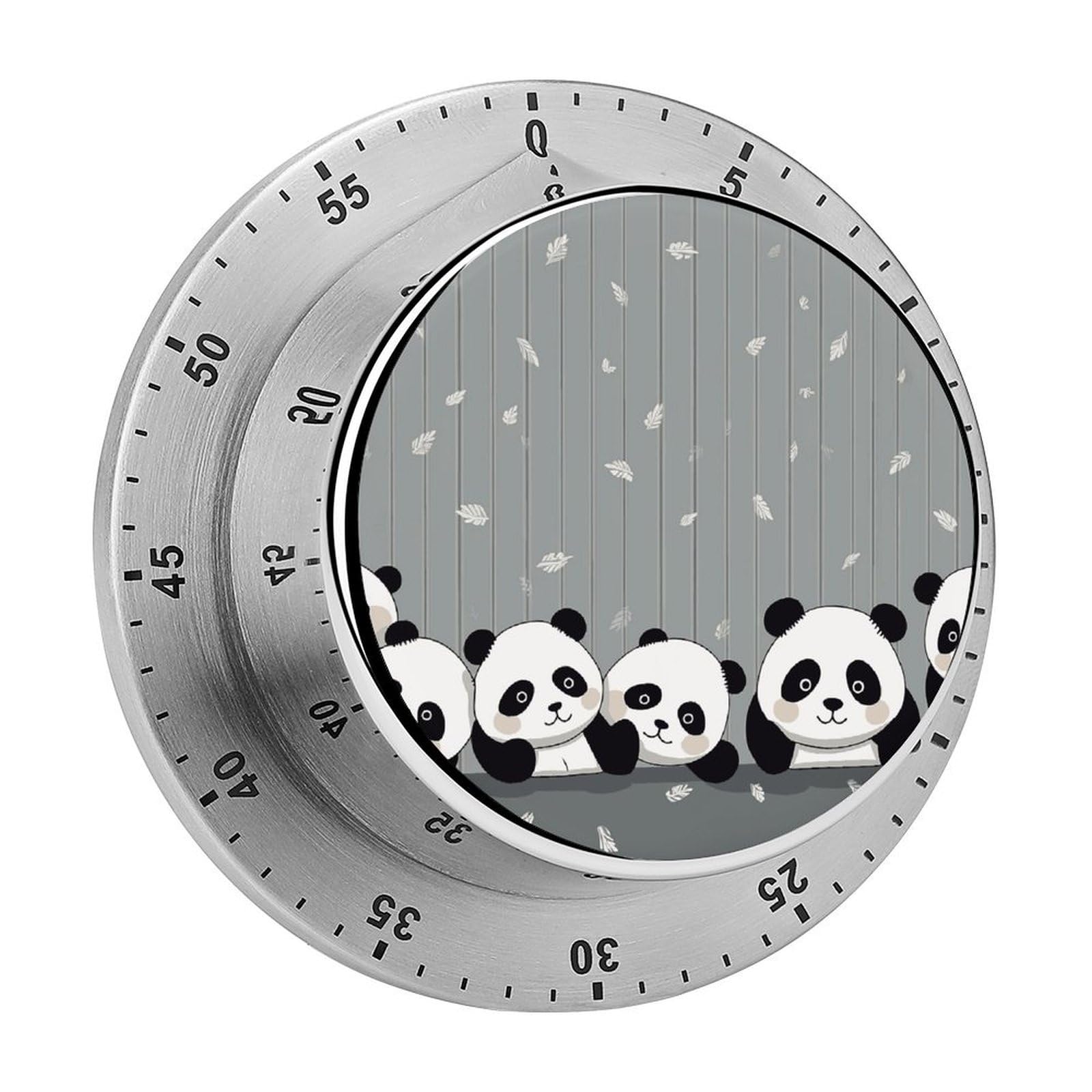 Funny Cute Panda Timer Exquisite Stainless Steel Body Mechanical Desk Timers 60 Minutes Visual Countdown Timers with Magnetic Backing Loud Alarm Kitchen Timer for Cooking