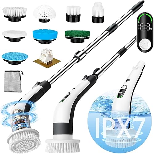 Miniatura 2 de PUNOMO Limpiador eléctrico giratorio, cepillo de limpieza impermeable inalámbrico con 8 cabezales de cepillo reemplazables - Tiempo de trabajo de