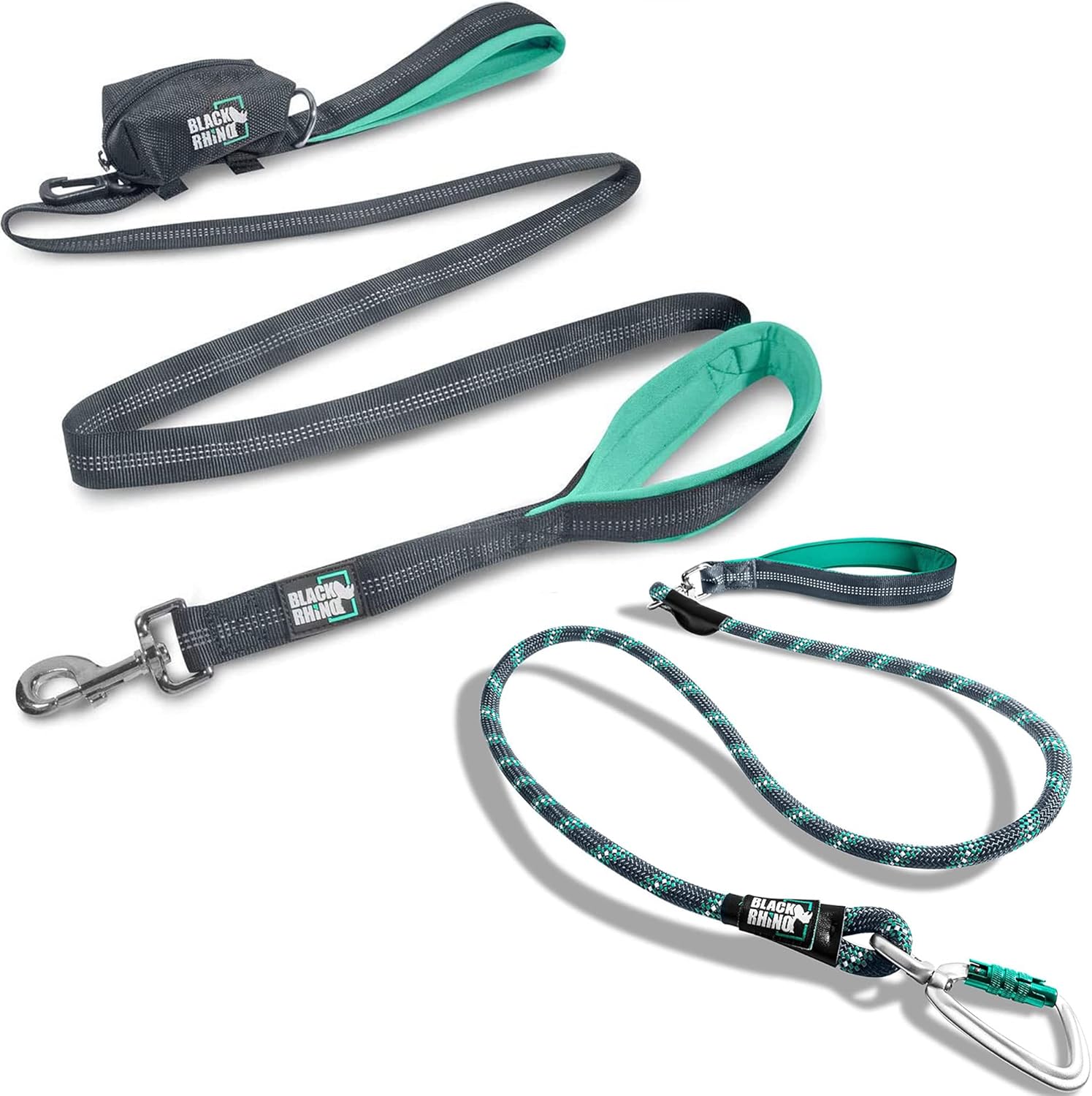 Black Rhino Heavy Duty Dog Rope Leash with UltraSoft