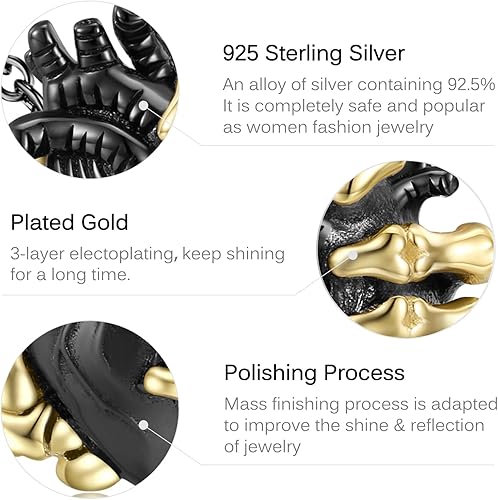 Vista 7 de AIEGNOS Collar de corazón anatómico para hombres y mujeres, plata de ley 925, negro, gótico, corazón anatómico, regalo de joyería para parejas