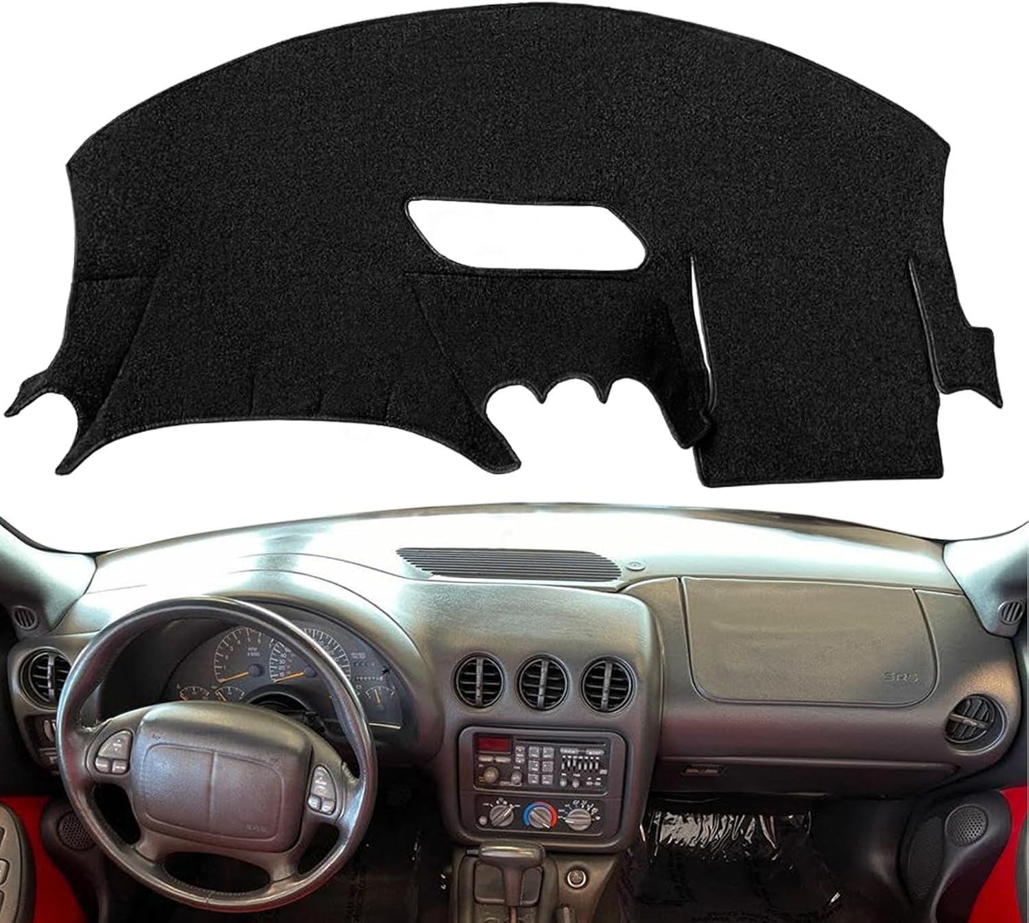 Custom Fit Dash Cover Mat for Pontiac Firebird 1993-1996 (93-96 Black) F76 by Fcovergurus - Dashboard Protector Pad