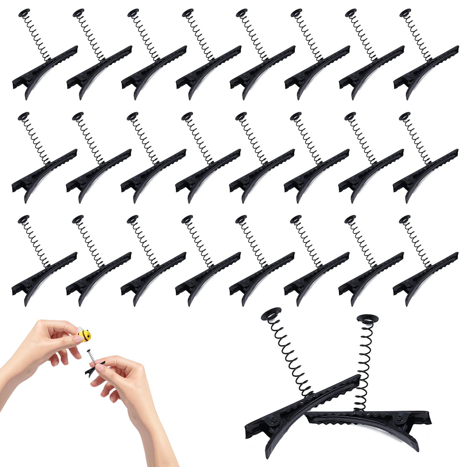 Spring Duck Bill Hair Clips: 100pcs DIY Design Hairpins Black Sprout Rave Clips Single Prong Small Hairpins Making Accessories for Hair Styling Party